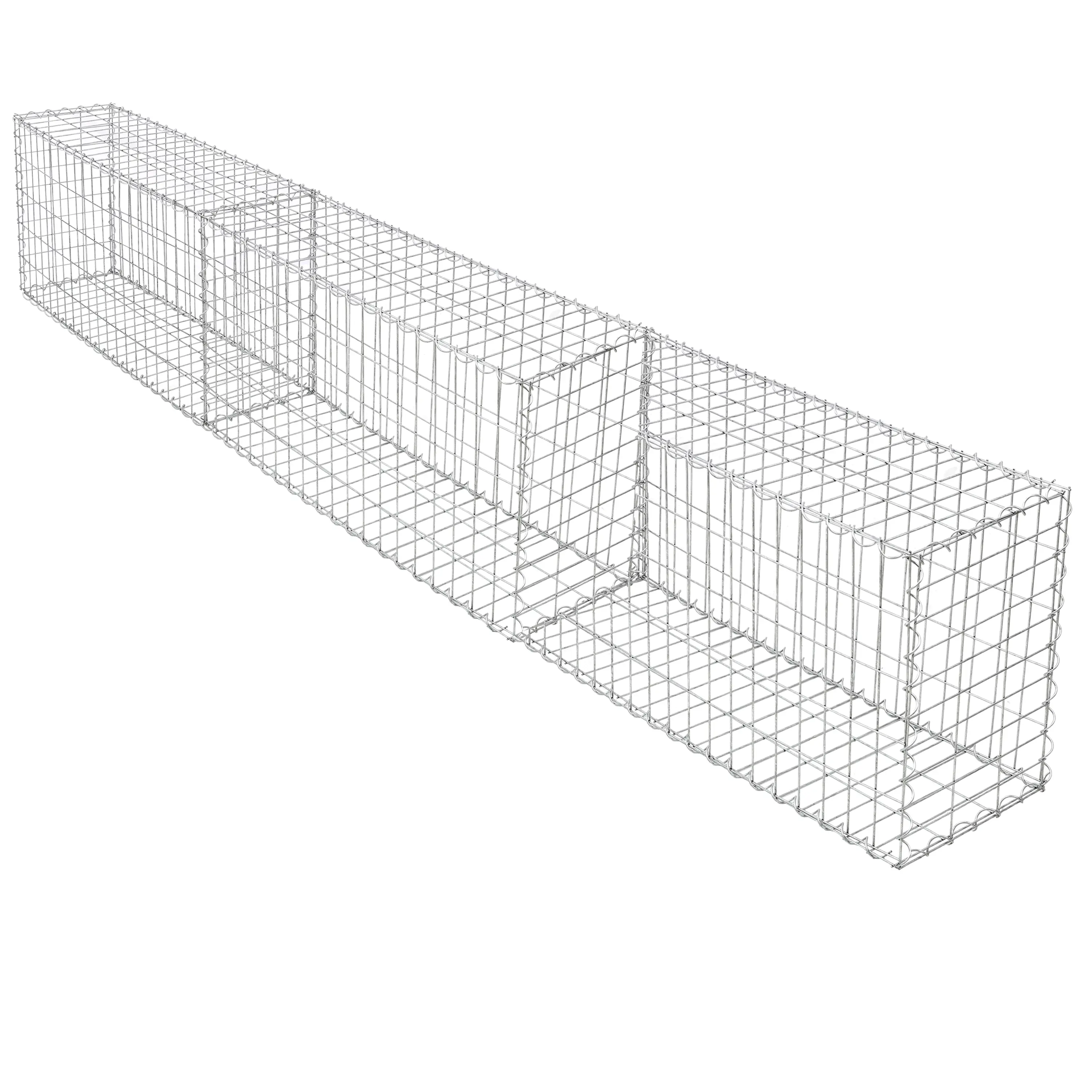 Galvanized Steel Gabion Basket with Dividers, Welded Wire Stone Cage, Weatherproof Rustproof Gabion Wall for Outdoor Garden Retaining Wall, Landscape Border Fence