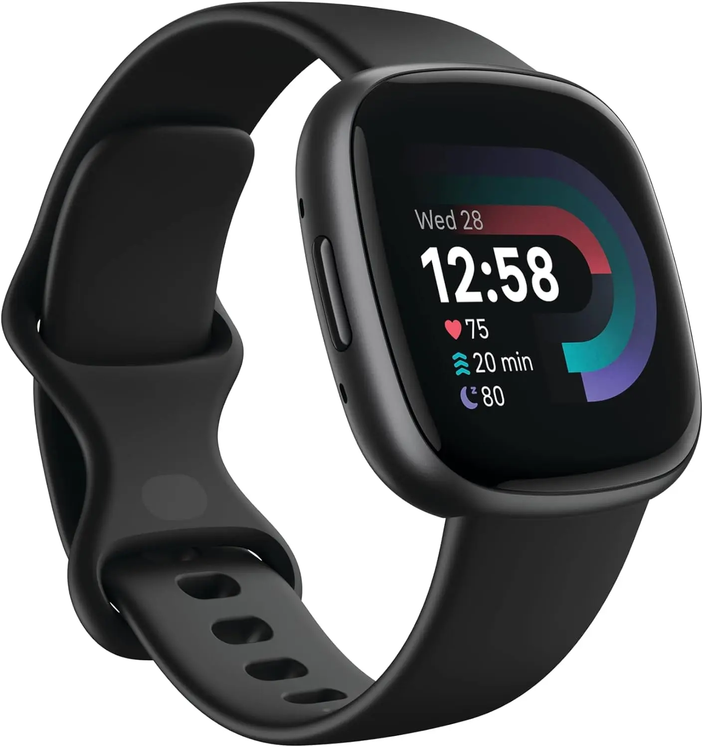 Fitbit Versa 4 Smart Fitness Wristwatch - Wearable Device with Daily Readiness Score, Built-In GPS, 24/7 Heart Rate Monitoring, 40+ Exercise Modes, Sleep Tracking, Water-Resistant, Black/Graphite, One Size (S & L Bands Included)