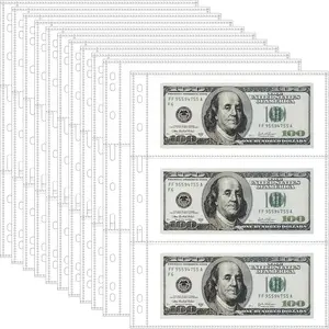 35-Page Money Binder Refill Sheets - 3-Pocket Dollar Bill Sleeves for Collectors | Non-Pvc Currency Album Pages Holds US & Foreign Paper Money, Banknotes Ofiswadi