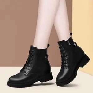 Women new winter black short boots Outdoor non walking shoes Casual thick soled Chelsea Boots Fashion comfort shoe Botas De Footwear Girl