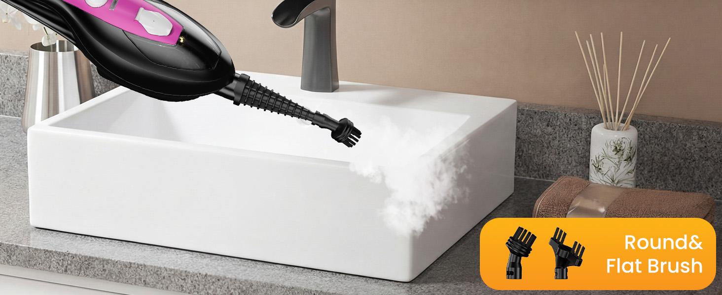 10-in-1 Steam Mop 1550W Detachable Handheld Cleaner for Hardwood Carpet Tile Grout Windows 16FT Cord 2 Washable Pads Multi-Purpose Steamer