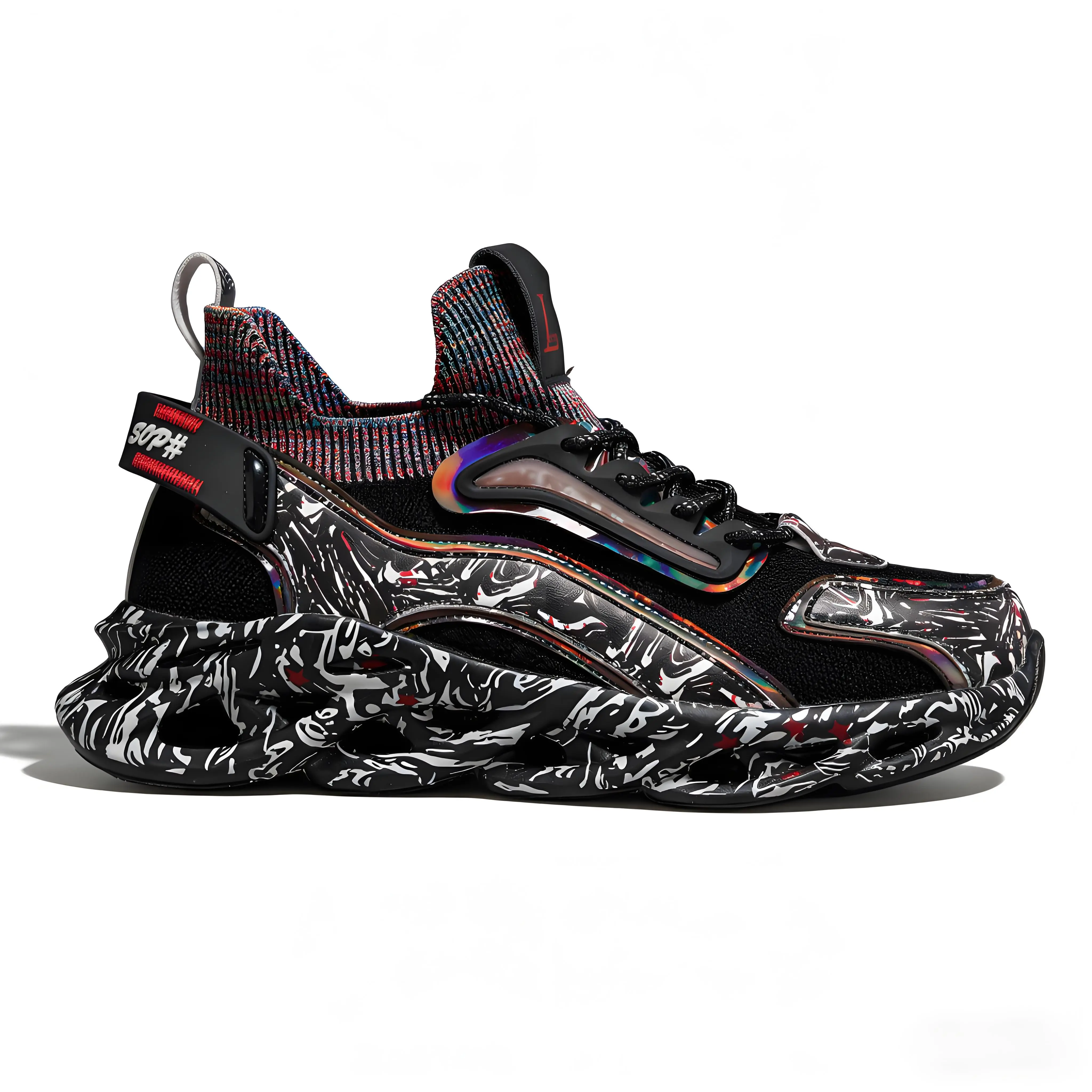 Men's Blade Runner Running Trainers - 1 Pair Bold Graffiti Print, Blade Outsole, Shock-Absorbing Rebound, Breathable Knit, Futuristic Mecha Streetwear, Athletic Casual Sports Running Shoe, Ideal for Gym, Daily Wear, Sports Running Shoes