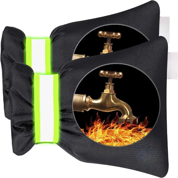 2Pack Outdoor Faucet Covers for Winter 8.3" H x 6.7" W Freeze Protection Insulated Waterproof Spigot Cover Thicker Dual-Side 420D Oxford Cloth Flexible Hook and loop Straps System GIft