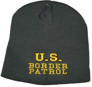 CrazyCoolBuys 8" Black Or Green Usa Border Patrol Embroidered Winter Beanie Skull Cap Toboggan Hat