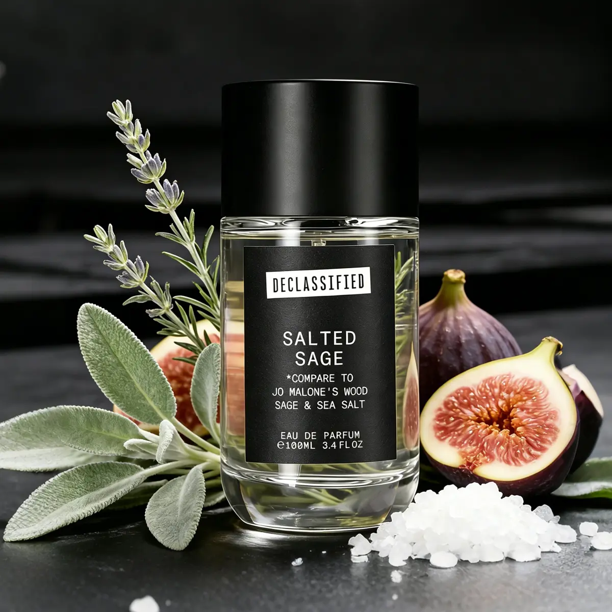 Declassified SALTED SAGE  | Affordable Aromatic fragrance |  Fig Tree, Grapefruit，Marine Notes，Amberwood& Clary Sage |100ml Unisex Eau de Parfum, Ambery Woody Fragrance, Edp Liquid Perfumes, Aromatic Spray Bottle Unisex Fragrance, Single Item