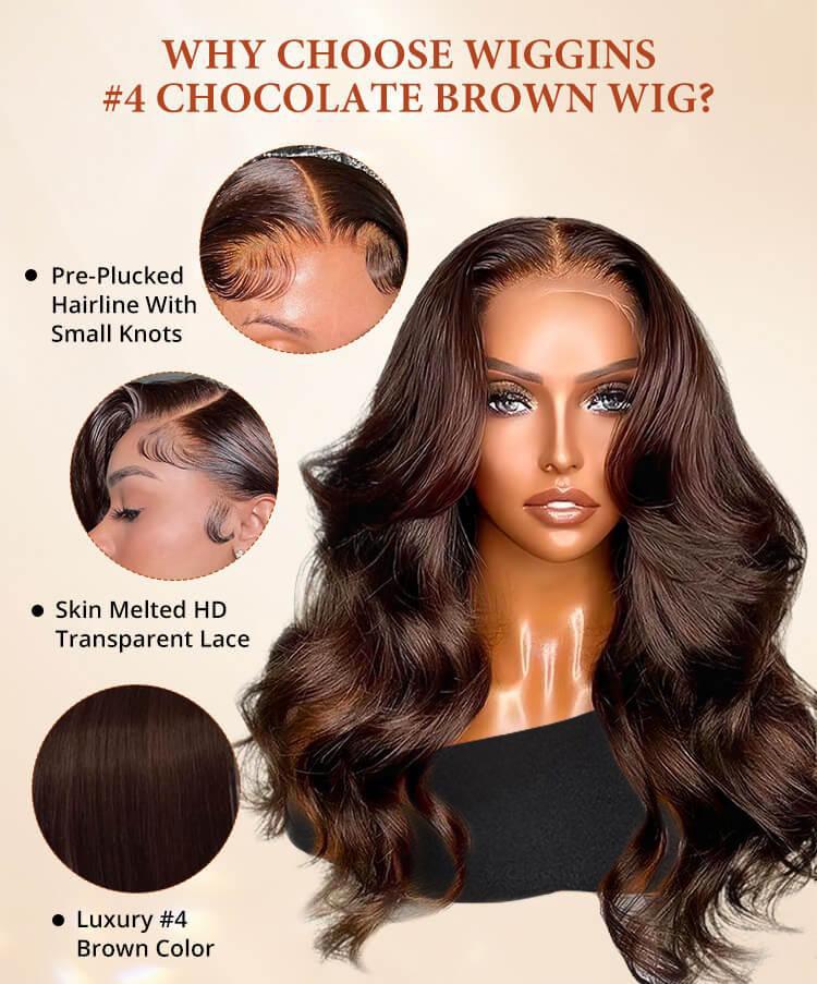 Wiggins Hair Dark Brown #4 Lace Front Wigs Straight Colored Human Hair Wigs Pre Cut Ready Go Glueless Wig 7x5 Closure Wig