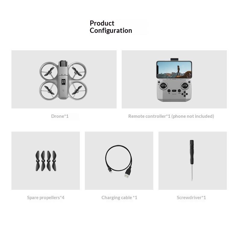 Small UAV Drone Optical Flow Positioning Stable Hovering Flight Dual Camera Aerial Photography Quadcopter Propeller Guard Foldable Design Easy Control Beginner Friendly Outdoor Flying Toy