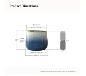 LuxenHome Blue Ombre Planter, 11.61" Round Ceramic Pot