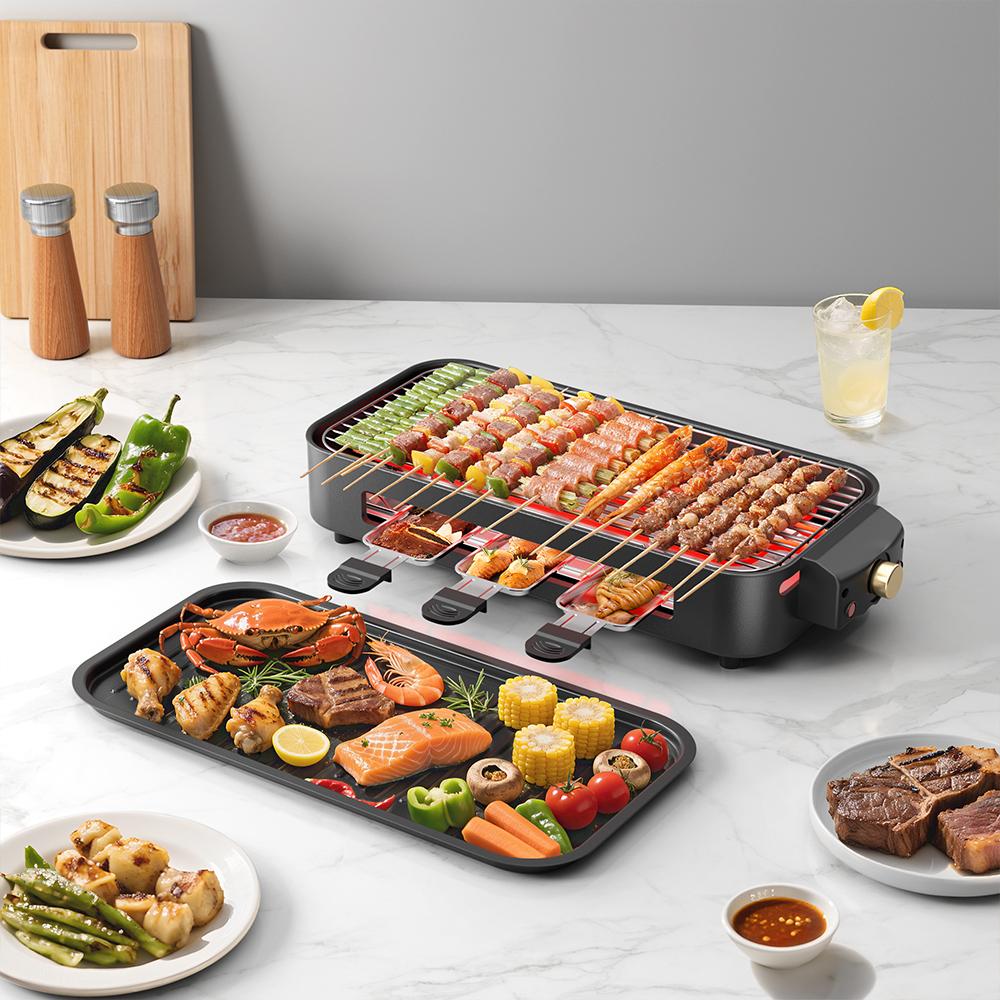 AORAN Indoor Smokeless Electric Korean BBQ Grill, Non-Stick Cooking Removable Plate,5 adjustable temperatures,Dishwasher Safe,1500W,Kitchen Appliances, Household TiktokShopBlackFriday