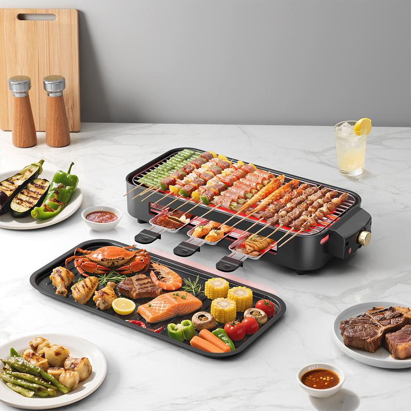 AORAN Indoor Smokeless Electric Korean BBQ Grill, Non-Stick Cooking Removable Plate,5 adjustable temperatures,Dishwasher Safe,1500W,Kitchen Appliances, Household TiktokShopBlackFriday