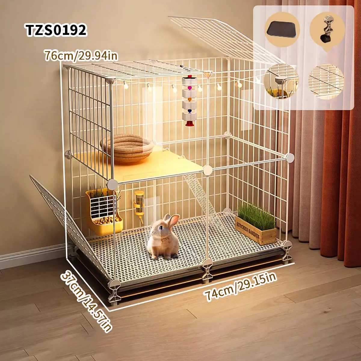 Large Space Rabbit Cage with Toilet, Home Use Big Size Bunny Hutch, Comfortable Villa Rabbit Nest, Rabbit Playpen, Ideal for Pet Care, Animal Enclosure