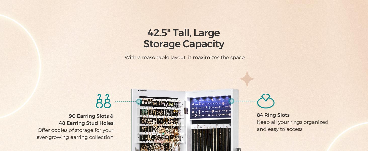 SONGMICS Wall-Mounted Mirrored Jewelry Cabinet JJC99 SONGMICS Wall-Mounted Mirrored Jewelry Cabinet JJC99