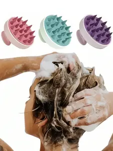 LMMAKE Soft Silicone Hair Massage Brush - Lightweight Portable Shampoo Comb for Scalp Care - Perfect Gift for Kids & Adults - Pink Purple Teal Colors - Ergonomic Design for All Hair Types - Home Bathroom Decor Essential 3.7cm x 6.5cm x 8cm Shower Personal