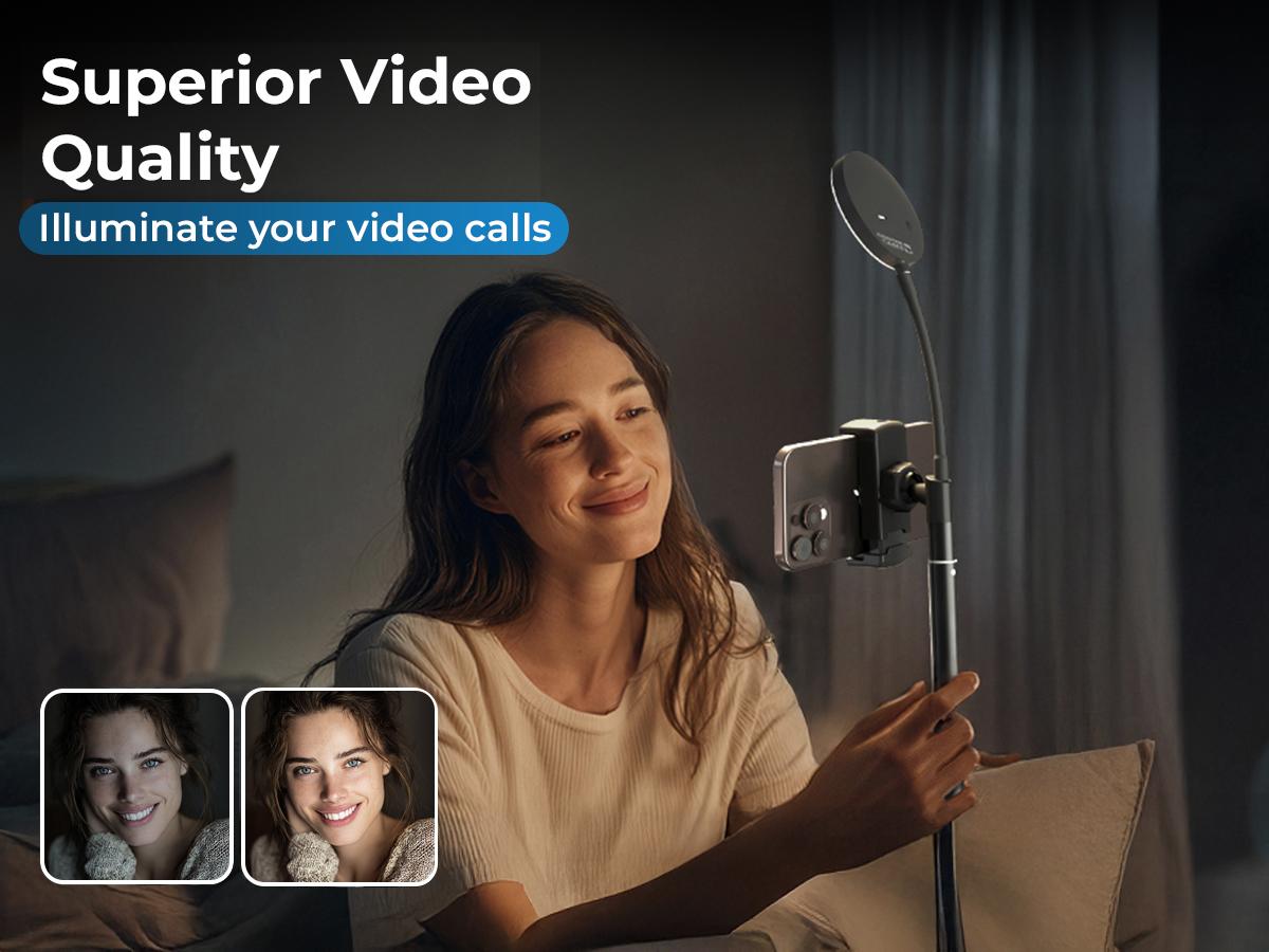 LED Ring Light Tripod Phone Holder for Zoom Video Recording, Makeup, Live Stream, Calls. Portable 9-14" Adjustable Phone Stand with Light for Content Creator