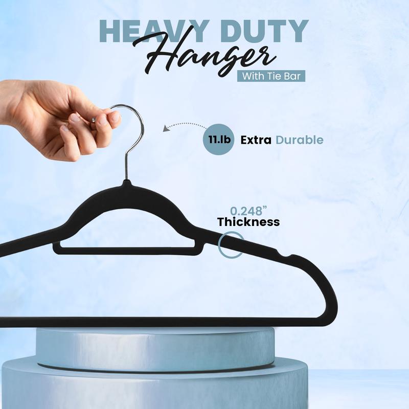 Utopia Home Velvet Hangers 50 & 100 Pack - Premium Non-Slip Clothes Hangers - Black, 360° Rotating Hook, Heavy Duty for Coats, Jackets & Dresses Hanging Sturdy