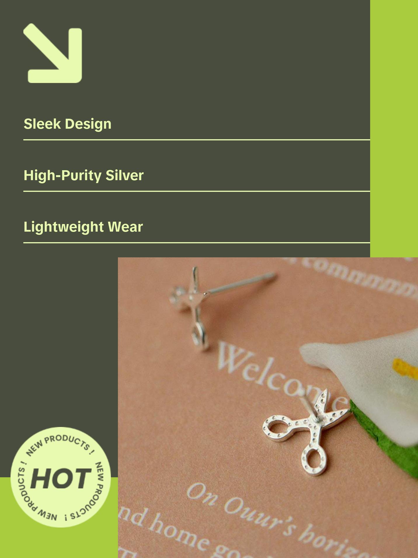 Sterling Silver Small Scissors Earrings