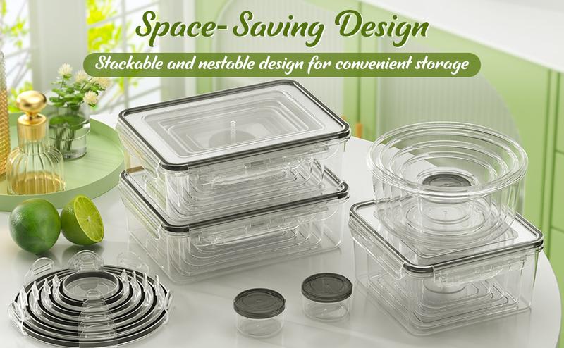 50 PCS Plastic Food Storage Containers Set with Lids – 25 BPA-Free Plastic Containers for Kitchen Organization, Leakproof Meal Prep Boxes with Labels & Marker Pen