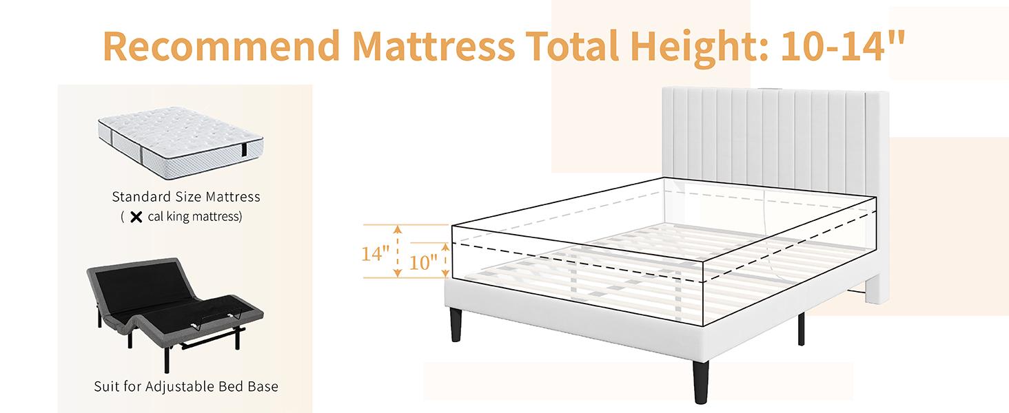 AMERLIFE Bed Frame Velvet Upholstered Tufted Headboard with Charging Station, Mattress Foundation, Box Spring Optional