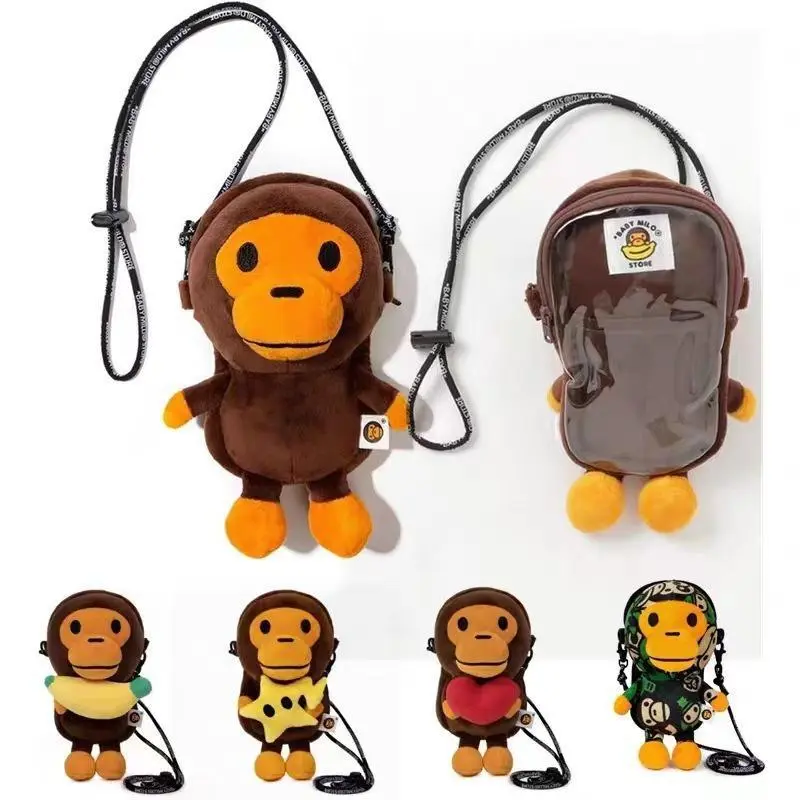 Japanese Trendy Brand Monkey Crossbody Bag Kids Cartoon Shoulder Bag Camouflage Mobile Phone Bag Street Style Mini Sling Bag Micro Bag Smiley Face Bag Kawaii Backpack