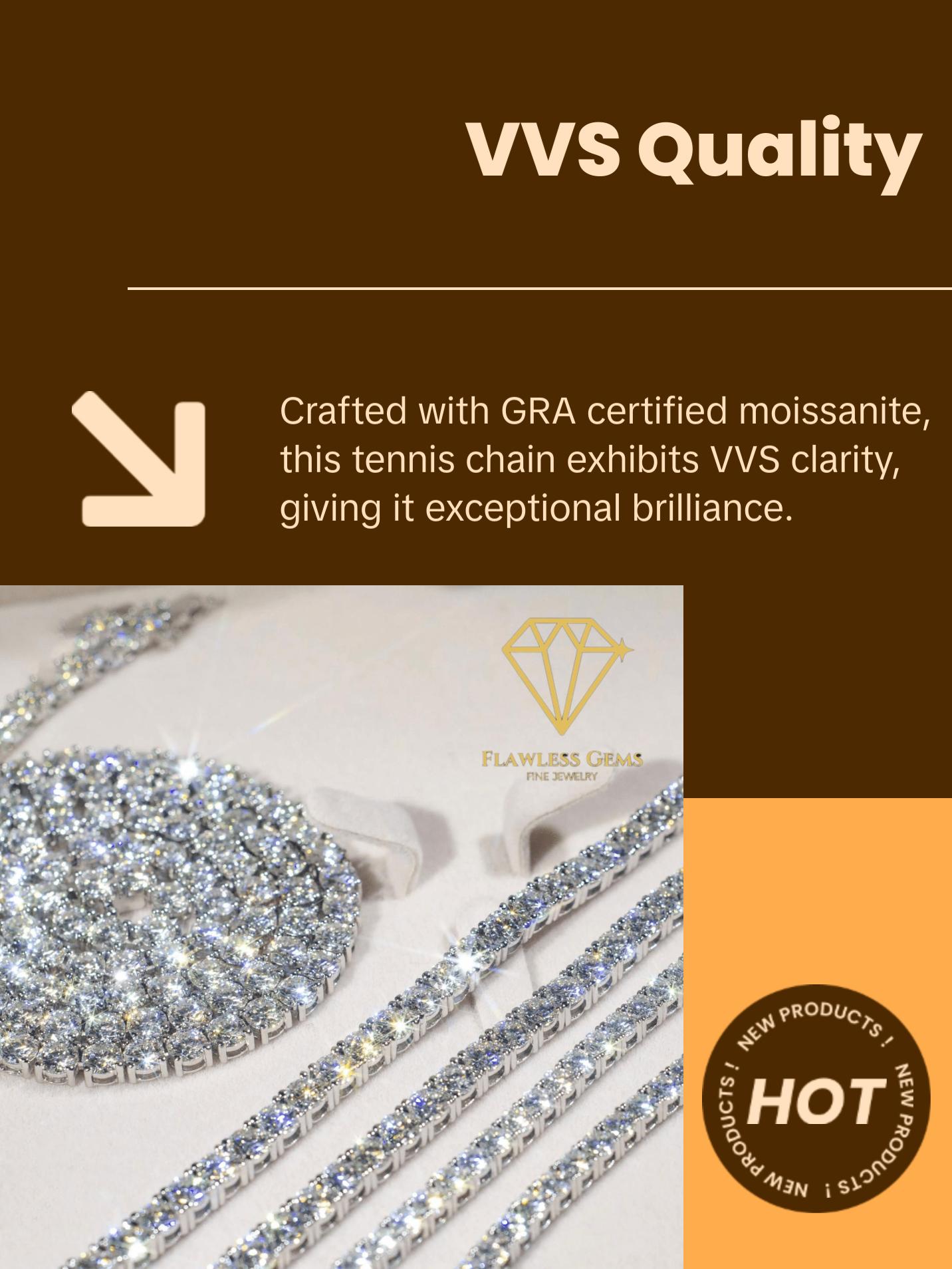 Sterling Silver VVS Tennis Chain