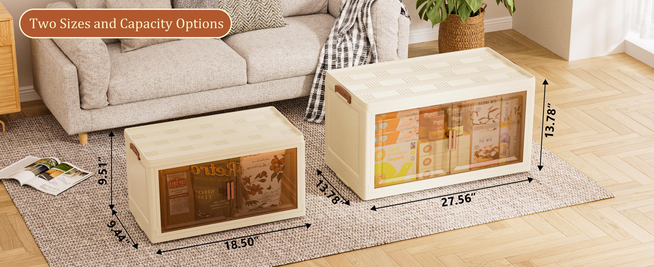 Plastic Closet Storage Bin with Magnetic Door, Foldable Stackable Organizer with Lid and Wheels, Easy Assembly for Home and Dorm Easily Assembled Durable trinket trade box storage organization organizer storage