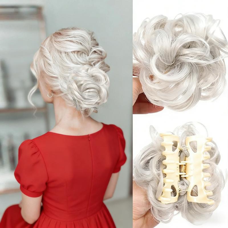 Flower bud head wig clip, lazy fluffy curling clip, back of head hair clip, natural fluffy wig, suitable for daily and holiday wear for women's wigs