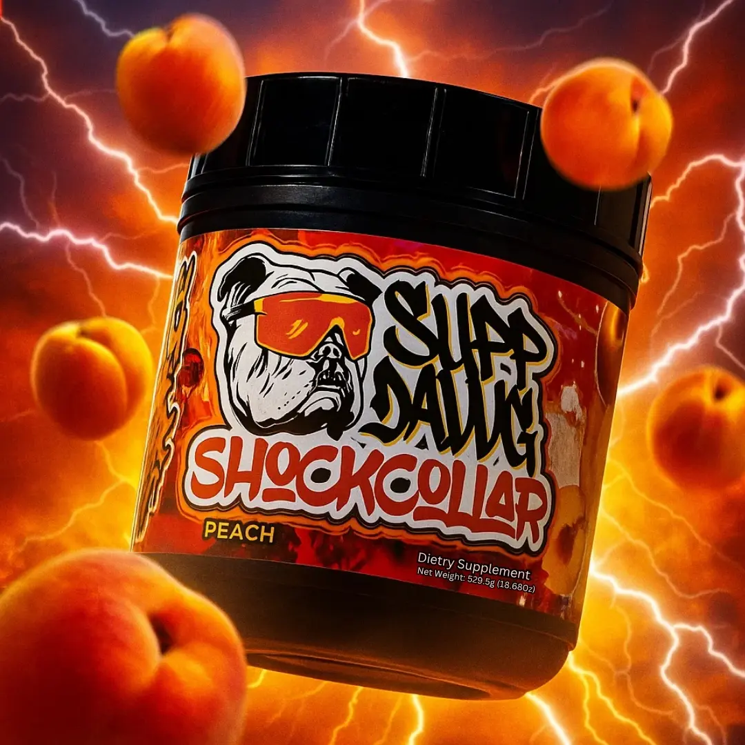 SUPPDAWG Shock Collar High-Stim Pre-Workout Powder for Adults - 400 mg Caffeine, 6 g L-Citrulline, 3.2 g Beta-Alanine, 30 Servings - Peach, Blue Raspberry or Blackberry Lemonade Supplement For Fitness Dietary
