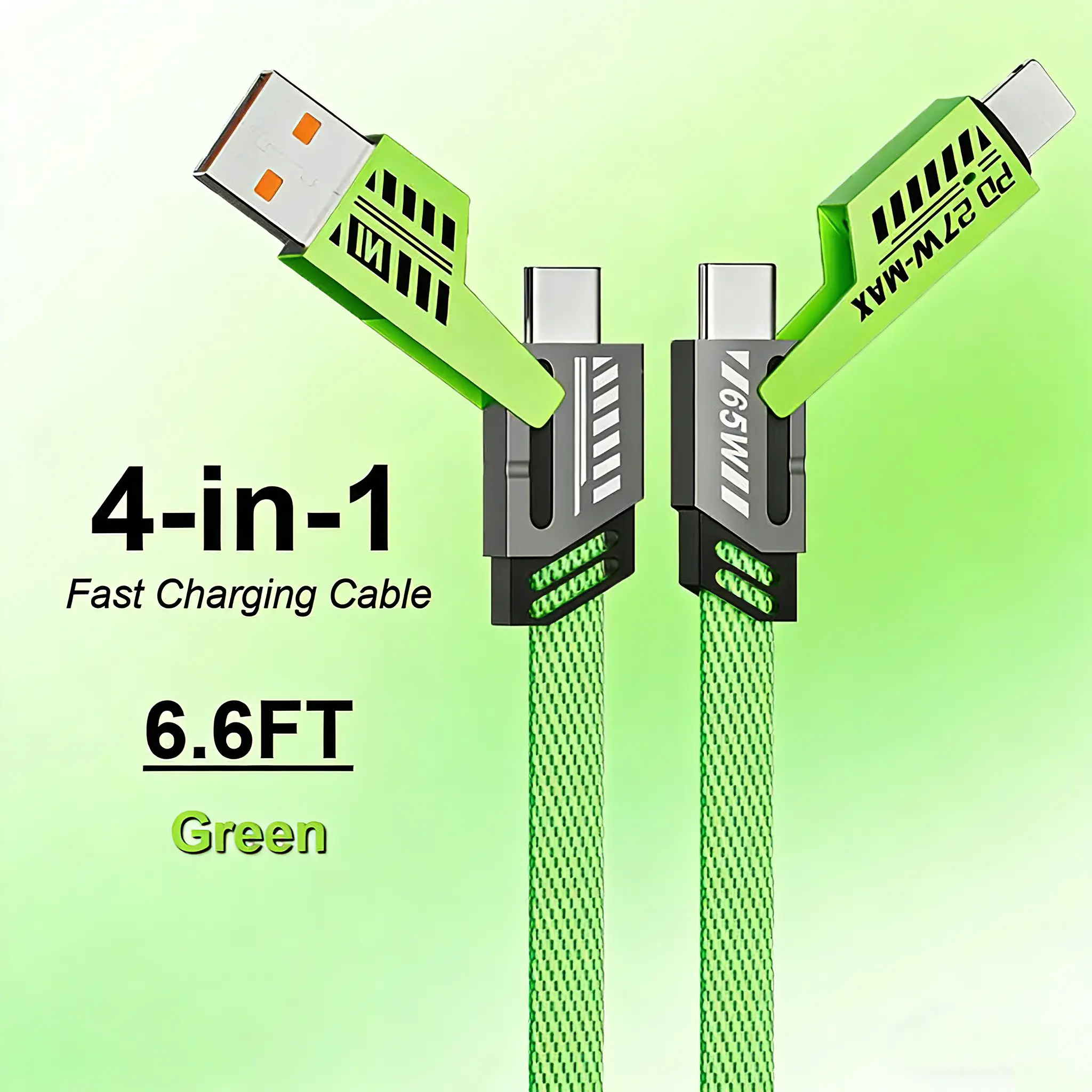 4-in-1 Multi 240W Fast Charging super Cable with USB A Type C Lightning for iPhone17&Samsung Laptops Charger Braided Data Cable 4ft 5ft 6.6ft Lengths for Gaming Office Car Travel Compatible