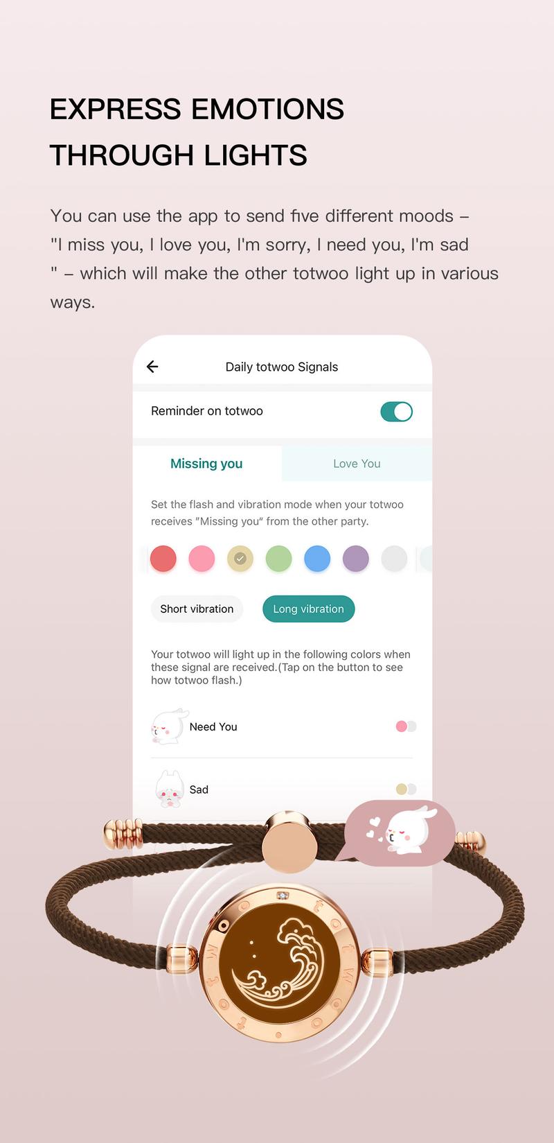 totwoo Mountain&Sea  Long Distance Touch Bracelets  Functional Love Connect Gift For Boyfriend or Girlfriend or your Family