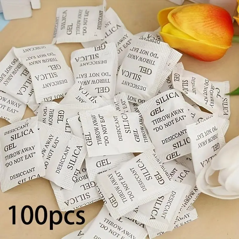 100pcs Silica Gel Desiccant, Small Pack Absorbent Desiccant For Industrial Electronics, Clothes, Food, Transparent Silica Gel Desiccant, Air Dryer Desiccant For Storage, Moisture Proof Design