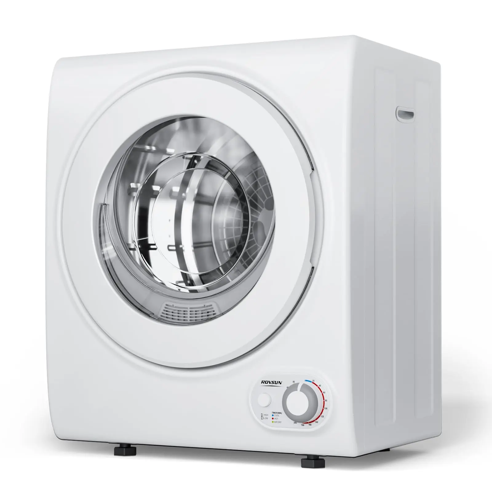 ROVSUN Multi-Size Compact Clothes Dryer (1.5/1.8/2.6 cu.ft), 850W Front Load Tumble Dryer with Stainless Steel Tub & Simple Control Knob, Quick Dry for Small Spaces Like Apartments, Dorms, Modern