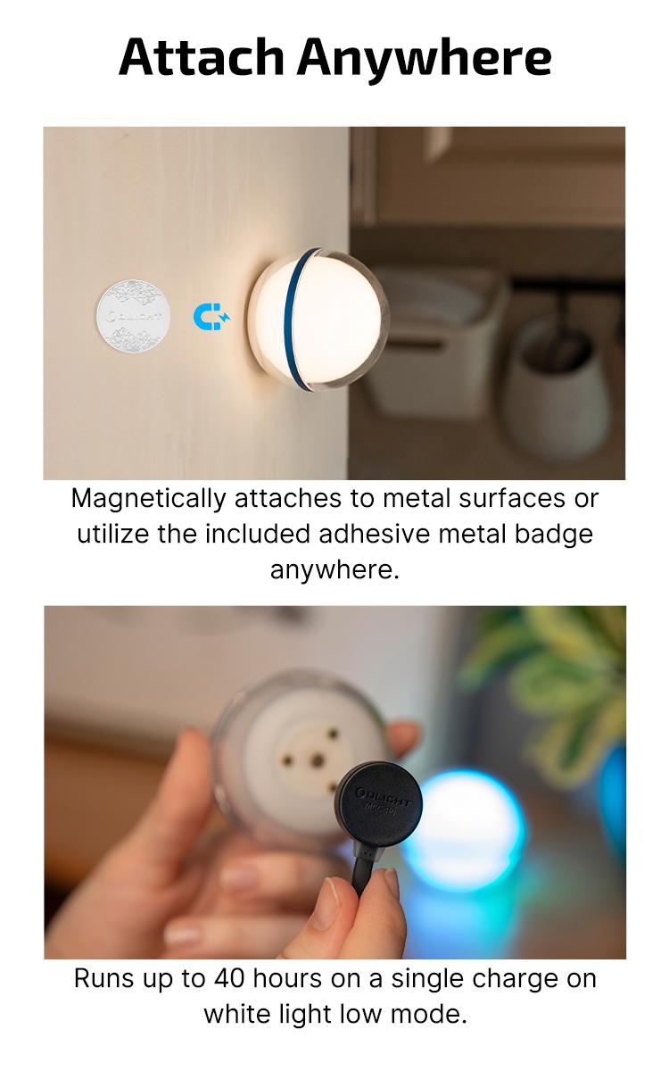 OLIGHT Sphere Smart Night Light, 75 lumens Stepless Dimming Table Lamp, Remotely APP Control, Rechargeable Ambient Light