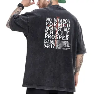 Casual Retro T-Shirt Isaiah 54:17 'No Weapon Formed Against Me' – Vintage Washed, Soft Broken-In Feel