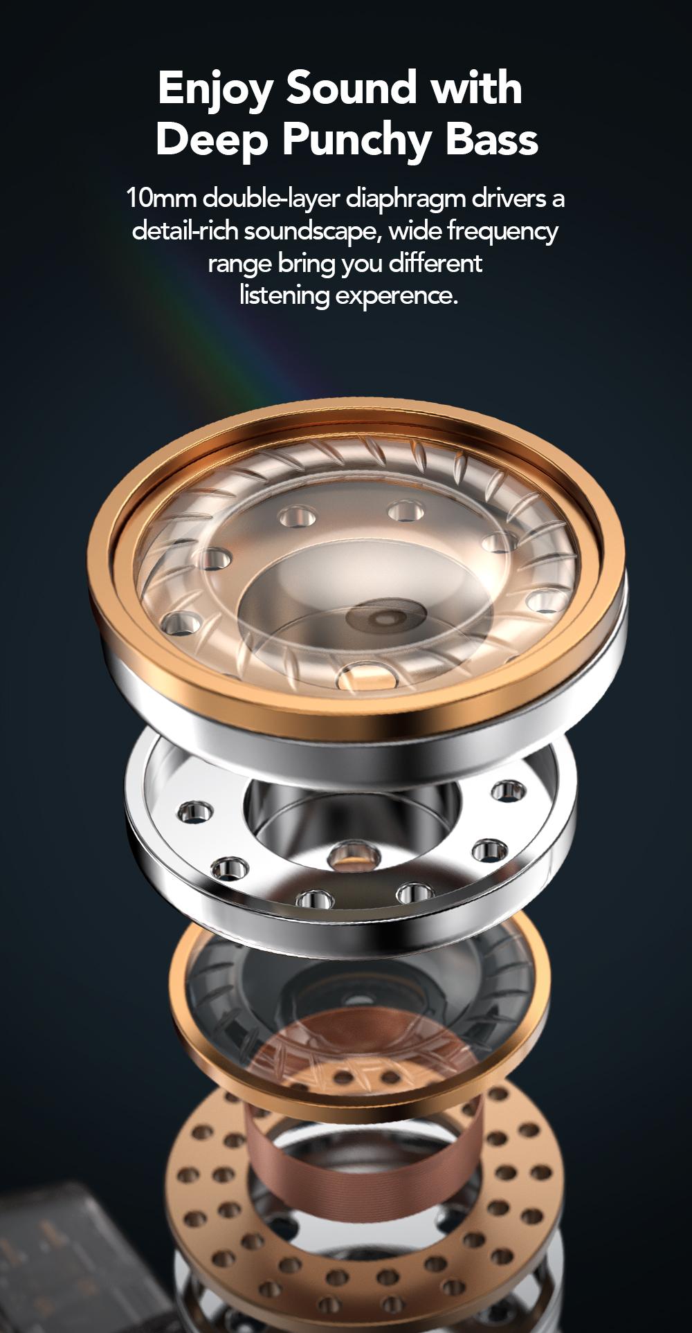 ERAZER XP10 Portable Wired In-Ear Earphone, Wired Headphones With Mic, HiFi Subwoofer Noise Cancelling Wired Earphones for Game Sports, 3D Stereo Sound Headphones For Gym & Sports & Game, Headphones 8D Audio, Electronic Audio Earbud