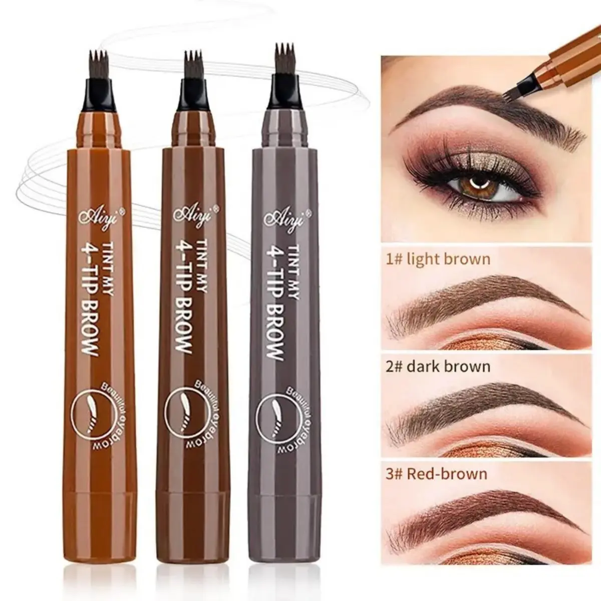 5 Color Waterproof Eyebrow Pencil with 4-Point Tips, Liquid Eyebrow Makeup Recommended by Makeup Artists, Quick Makeup for Natural Brows, Eyebrow Makeup Products#Black Friday#Valentine's Day