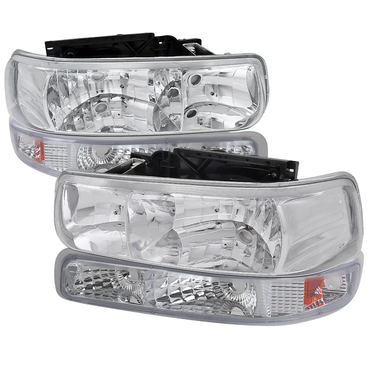 1999-2002 Chevrolet Silverado/ 2000-2006 Suburban/Tahoe Factory Style Headlights with Bumper Corner Signal Lights (Chrome Housing/Clear Lens)