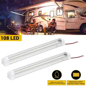 2 Pack 12V 24V 108 LED RV Ceiling Dome Light, Super Bright Interior Lighting for Camper, Trailer, Van & Boat