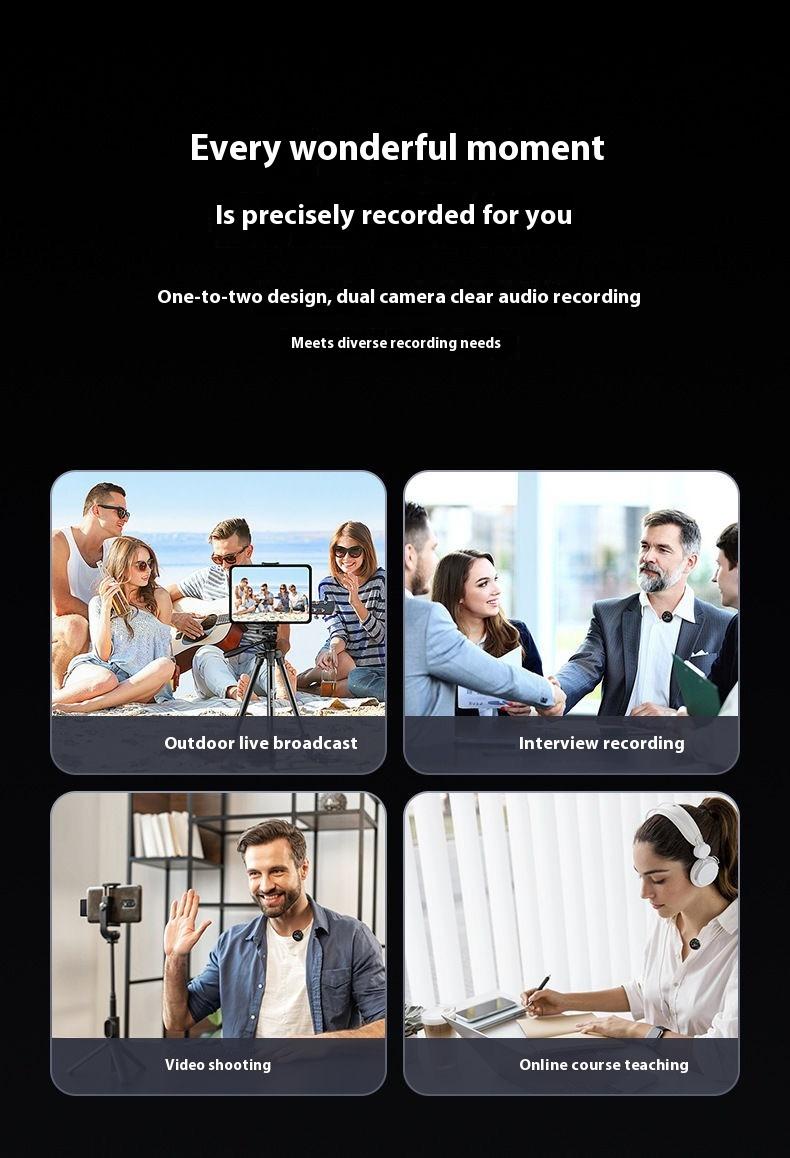 Wireless Lavalier Microphone for iPhone iPad AndroidWith Charging Case Audio Smartphone AudioSmartphone Portable Noise Cancellation Clip LapelReceiver Equipment Device Recording Usb Wearablewireless microphone streaming equipment。Black Friday