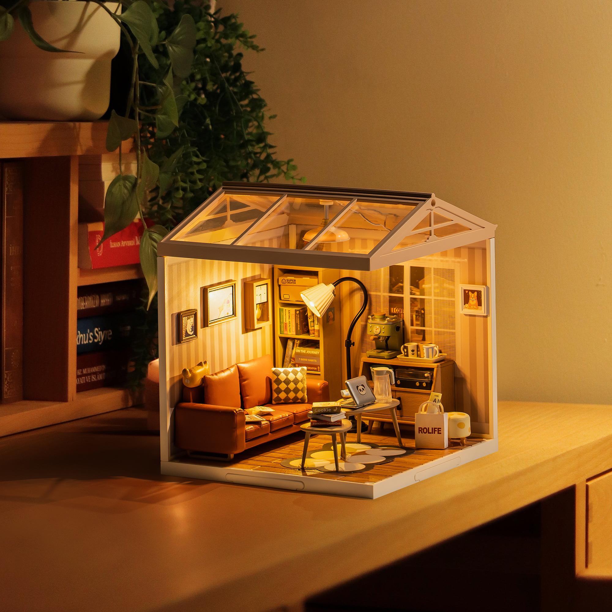 Rolife Cozy Living Lounge DIY Plastic Miniature House DW007