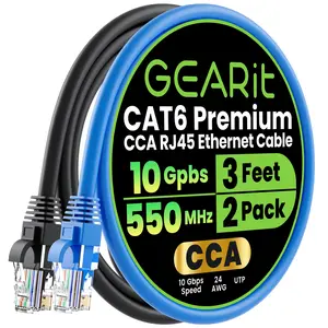 Cat6 Ethernet Patch Cable (2-Pack) - CCA Network Cord - UTP, Black & Blue Cat6 Ethernet Patch Cable (2-Pack) - CCA Network Cord - UTP, Black & Blue
