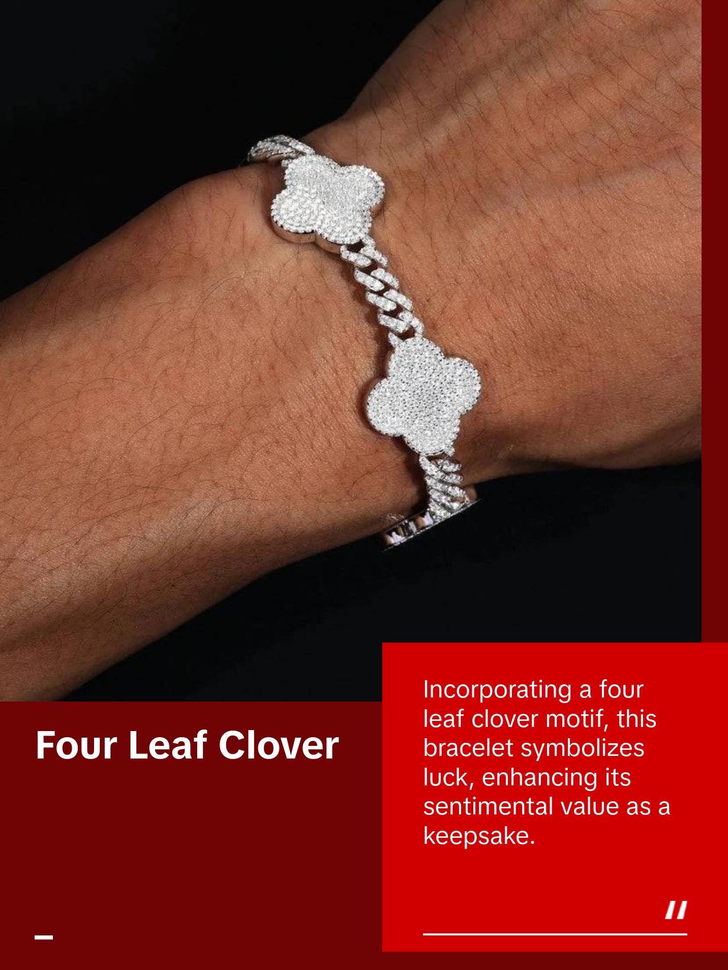Four Leaf Clover Cuban Link Bracelet - 6mm