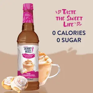 Skinny Syrups Iced Cinnamon Roll - Sweet Beverage with 0 Calories & Sugar, Ideal for Sip and Enjoy