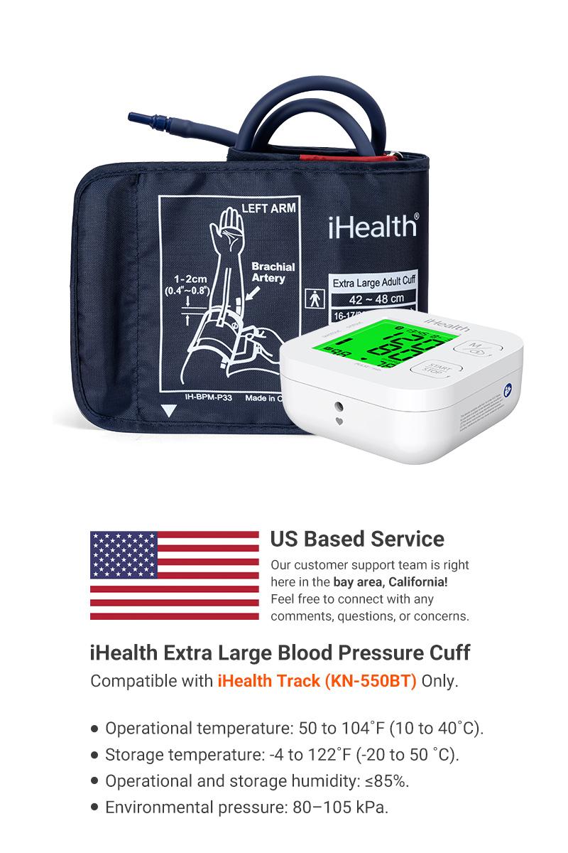 【Cuff Only】iHealth Extra Large Adult Blood Pressure Cuff (16.5"-18.9" | 42-48cm) - XL Replacement BP Cuff for Big Arms, Compatible with iHealth Track Smart Upper Arm Blood Pressure Monitor 【Cuff Only】iHealth Extra Large Adult Blood Pressure Cuff (16.5"-18.9" | 42-48cm) - XL Replacement BP Cuff for Big Arms, Compatible with iHealth Track Smart Upper Arm Blood Pressure Monitor