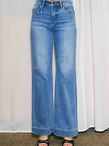 [XPT732] Structured Wide Leg Jeans