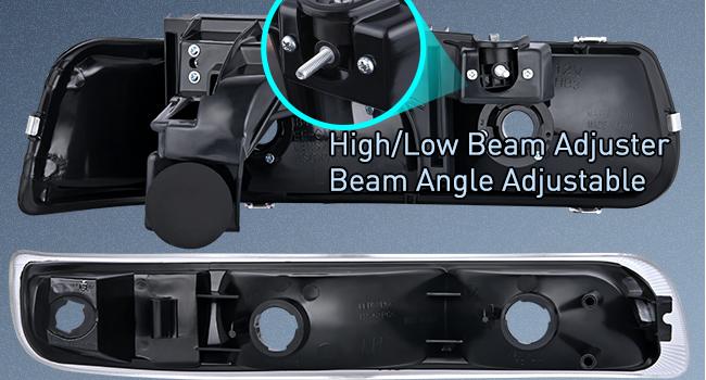 Nilight Headlight Assembly for 1999 2000 2001 2002 Chevy Silverado Avalanche 1500 1500HD 2500 2500HD 3500 Chevrolet Tahoe Suburban Replacement Headlamp Housing Bumper Lights Set