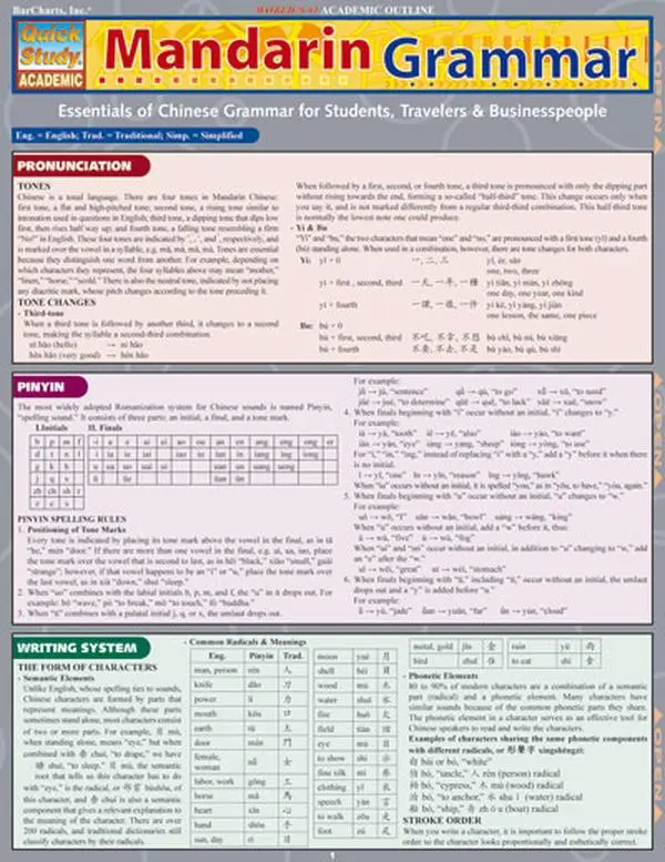 BarCharts- Inc. 9781423204206 Mandarin Grammar