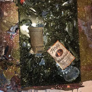 Shattered Alcohol Bottle Art Framed Custom Made Titos Vodka Unique Wall Decor