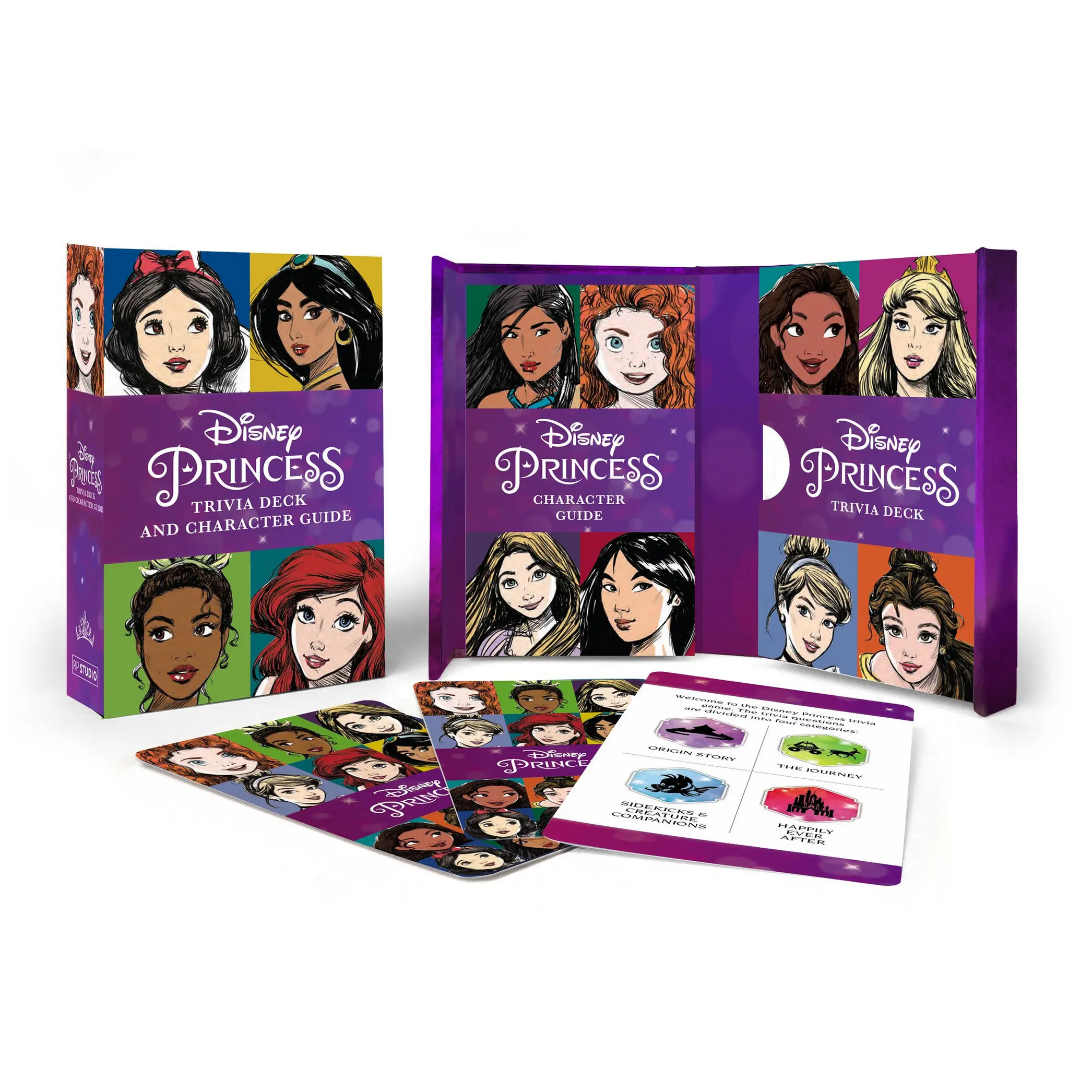 Disney Princess Official Card Games Set - Printed Cards, Trivia Play Deck, Character Guide (Office Stationery, Gift Option)