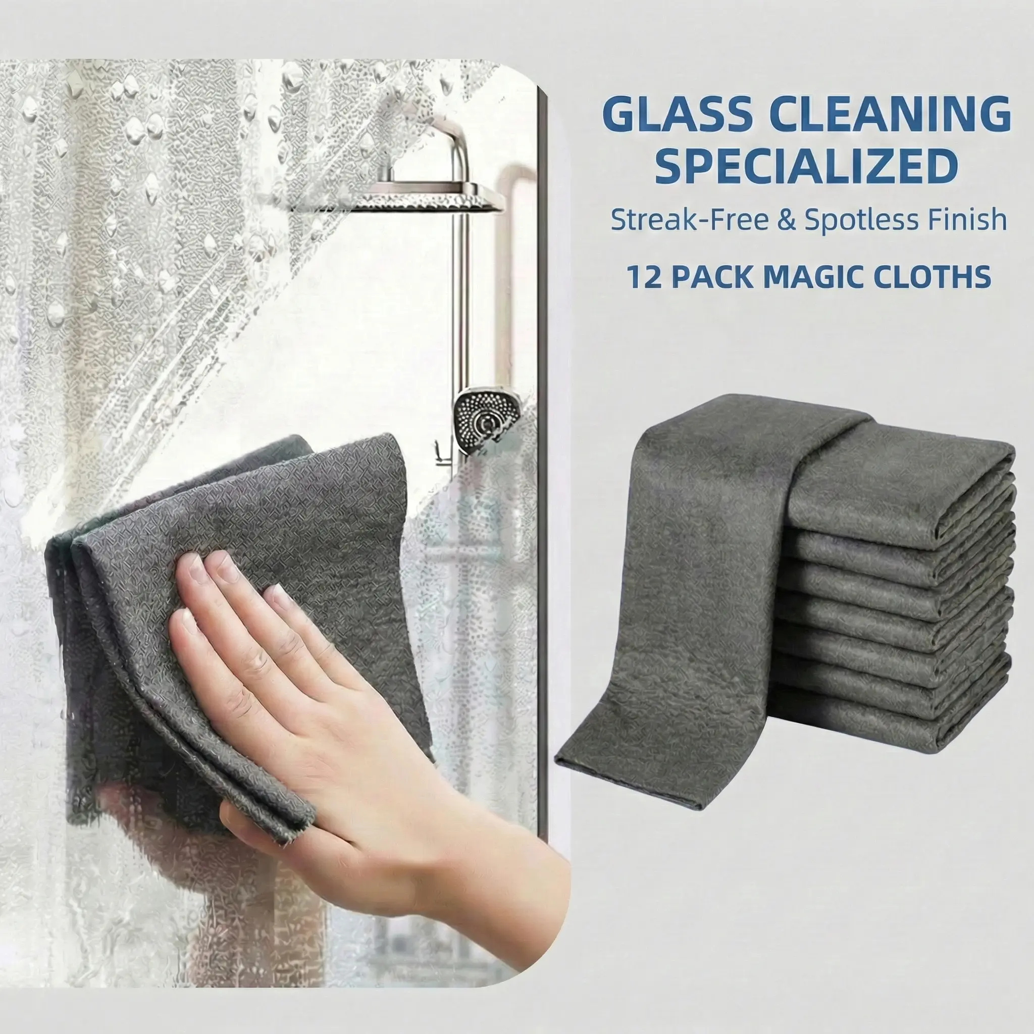 Grey Microfiber Cleaning Cloths (12 Pack) - Thick, Machine Washable Microfiber Cloths, Super Absorbent, Reusable, Streak-Free for Kitchen, Windows, Long-Lasting Home Care Supplies (Great Gift Option), Microfiber Cloth