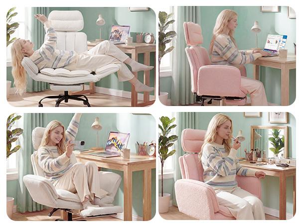 【New Arrival】Homrelexa Pet-Friendly Criss Cross Office Chair with Adjustable Armrests, Cloud Comfort Dual-Layer Memory Foam, 400lbs Capacity Ergonomic Desk Chair, Black/White/Pink